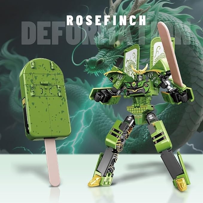 Ice Cream Transformer Toy, Transform into Robot Action Figure, 2 in 1diy Creative Transformations, Early Educational Brain Blocks,Birthday Party Favors Gift for Kids & Adults Action Figures
