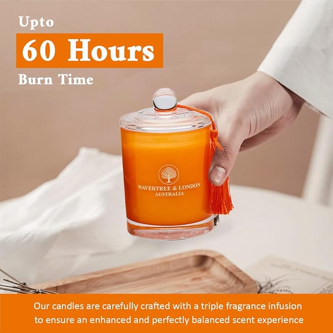 Luxury Summer Spritz Soy Wax Candle - Hand Poured in Australia, 11.66 oz Glass Jar Fancy Candle, Strong Scented, Non-Toxic, Long Lasting 60 Hour Burn, Refreshing Natural Citrus Candle Gift