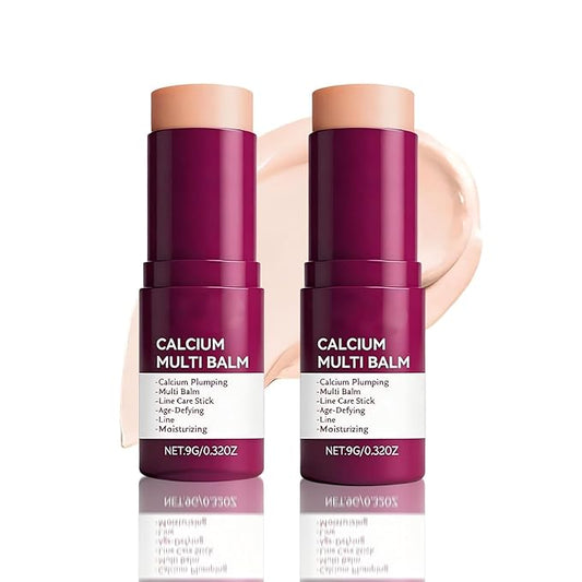 Calcium Multi Balm Stick 2PCS, Collagen Moisturizing Stick, Collagen Moisturing, Anti-aging, Wrinkle Core Stick, Sagging, Hydrating, Firming Skin, Suitable for Eyes, Neck, Face