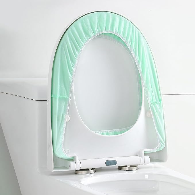 Elastic Large Size Disposable Toilet Seat Covers for Travel,20 Pack Waterproof Toilet Seat Covers for Bathroom,Fit for V/U/O/Square Shape Toilet,Individually Wrapped (2 colors-B set)