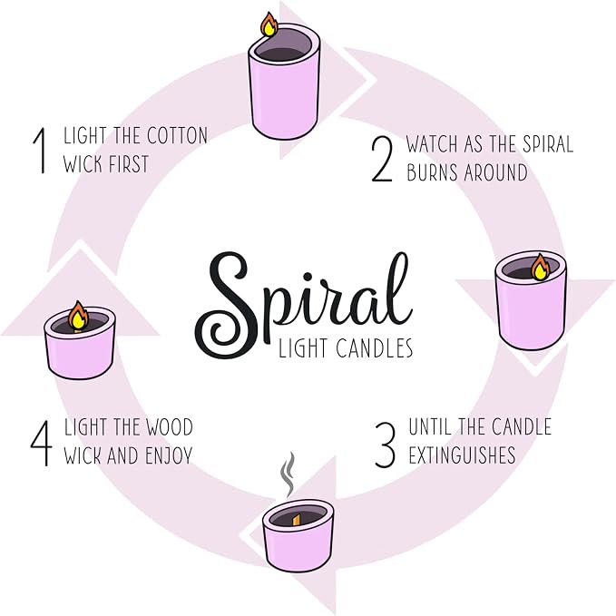 Spiral Light Candles - Lavender and Chamomile (Large) | Cool Decorative Candle for Men & Women | Long Lasting Clean Burning Wax | Luxury Aromatherapy Gift for Birthdays & Housewarming |