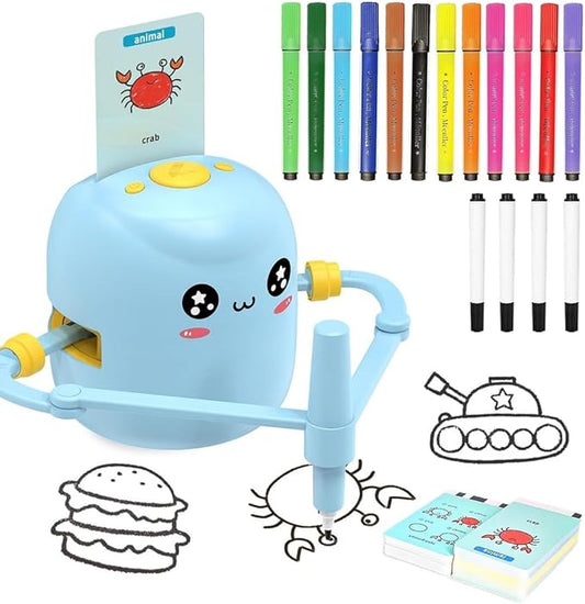 Smart Drawing Robot for Kids with 100 Cards & 12 Color Pens, Voice Interactive Educational Painting Machine, Montessori Learning Robot Toy, Fun Birthday & Holiday Present for Boys and Girls Ages 4-12