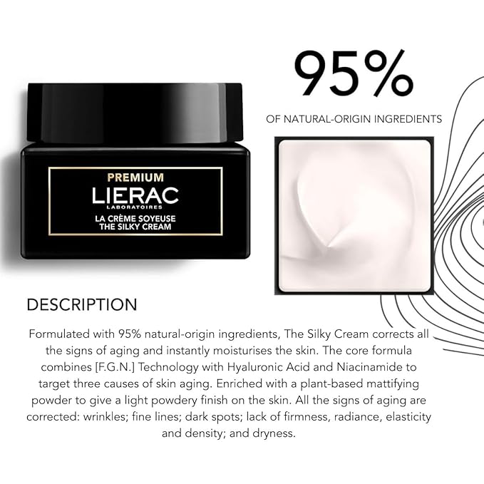 Lierac The Silky Cream Refill - Corrects all the Signs of Aging Face Cream with Niacinamide & Hyaluronic Acid, Hydrates, Firms & Smooths Skin, Refill - 50ml Jar