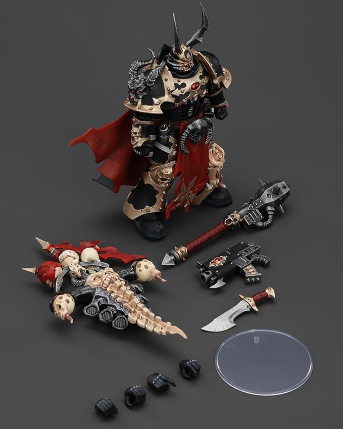 JoyToy Warhammer 40K Genuine License 1:18 Action Figure, Chaos Space Marines Black Legion Chosen Champion with Bolter and Power Maul, 4.96 inch Collectible Action Figures Sets