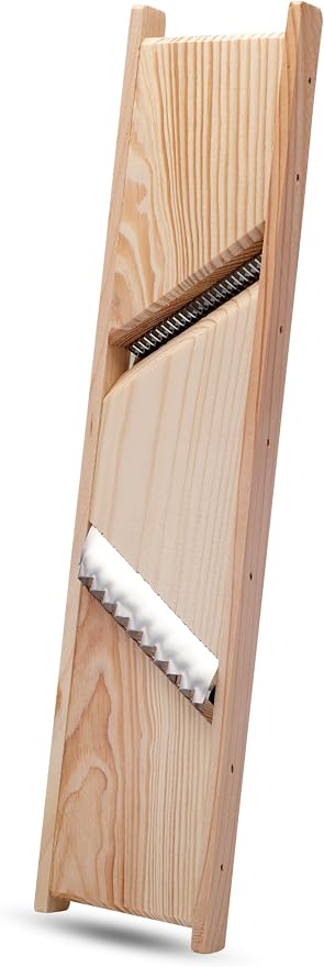 Grater for Korean Carrot - Wooden Korean Carrot Shredder - French Fry & Korean Salad Grater with Two Sharp Blades, Hand