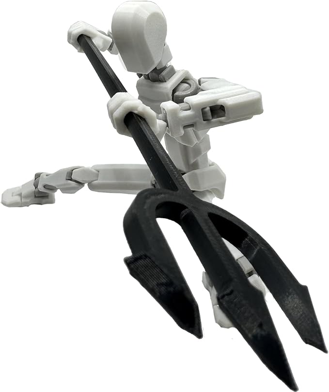 3D Printed Enlarge Body Size 8.1-inch Action Figure Dummy20, Full Body Mechanical Movable Toy, Multiple Accessories, Desk Decoration (Bracket, 3 HandsType, Weapons, Armour) (White)