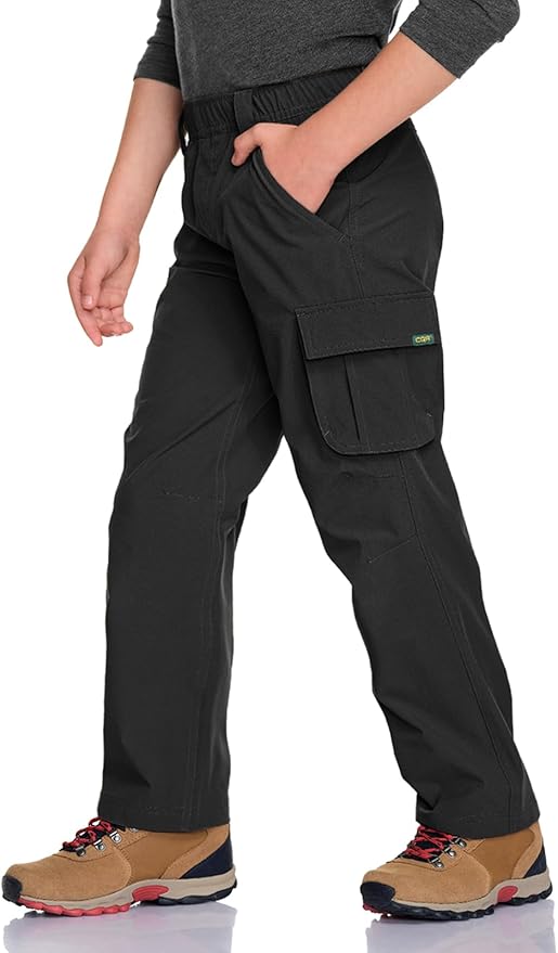 CQR Kids Boy’s Hiking Cargo Pants, Water Resistant UPF 50+ Quick Dry Youth Casual Outdoor Climbing Camping Trousers