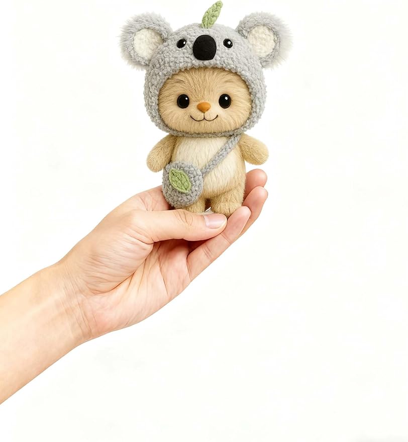17cm Doll Clothes Outfit (No Doll), Stylish Cute Plush Doll Clothes with Designer Accessories, Clothes for 17cm Dolls, Gray Koala Style