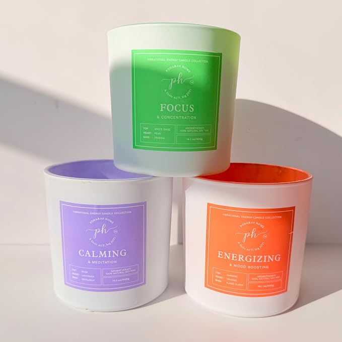 Extra Large Candle – Focus & Concentration | Pear, Sage, and Freesia | Hand Poured Soy Candle | 14.1 oz (400g) 60 Hours Clean | Burn Pure Essential Oils | Mental Clarity & Productivity