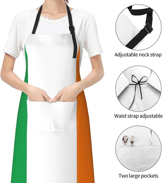 Cute Flag Kitchen Cooking Aprons for Women Men Adjustable Patriotic Flag Apron with 2 Pockets for Home Kitchen Garden