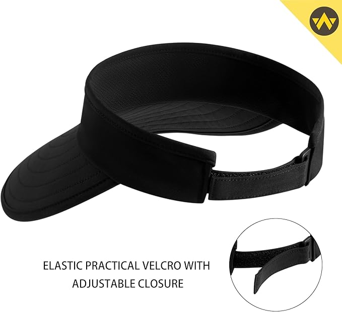 WANDER Sun Visor Hats for Women Wide Brim UV Protection Adjustable Large Golf Beach Cap Packable Travel Sport Visor