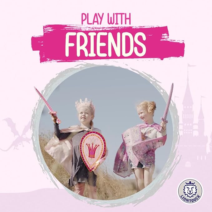 Liontouch - Queen Rosa Foam Sword for Girls - 3-6 Years | Pink Toy Sword for Pretend Play for Toddlers in Glittering Medieval Style | Safe & Durable Accessory for Royal Dress Up & Costumes