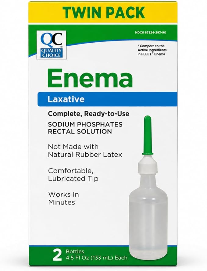 QC, Enema Sodium Phosphates Rectal Solution, Latex Free 2 Bottles