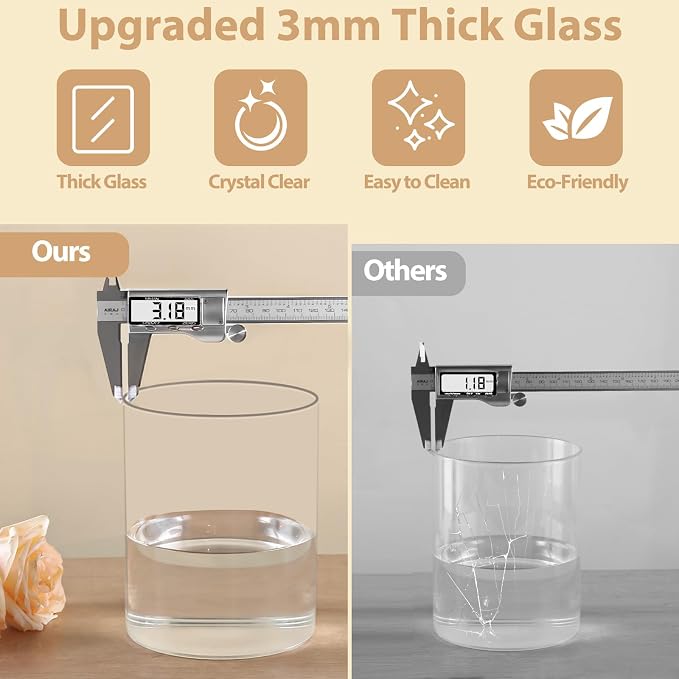 6pcs 6" x 4.7" Clear Glass Cylinder Vases for Centerpieces | Wide Mouth Flower Vases for Wedding & Home Decor, Hurricane Floating Candle Holders for Table, Includes 2 Floral Tapes