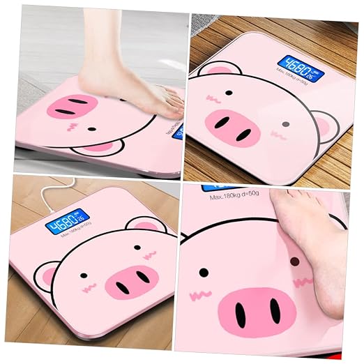 Baluue Cartoon Digital Body Weight Scale with USB Charging High Precision Measurement LCD Display with Switchable Units for Monitoring