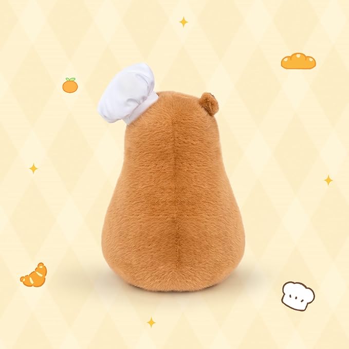 13" Capybara Stuffed Animal Wear Chef Hat Holding a Cake Cute Stuffed Capybara Plush Toy Gifts for Kids Boys Girls