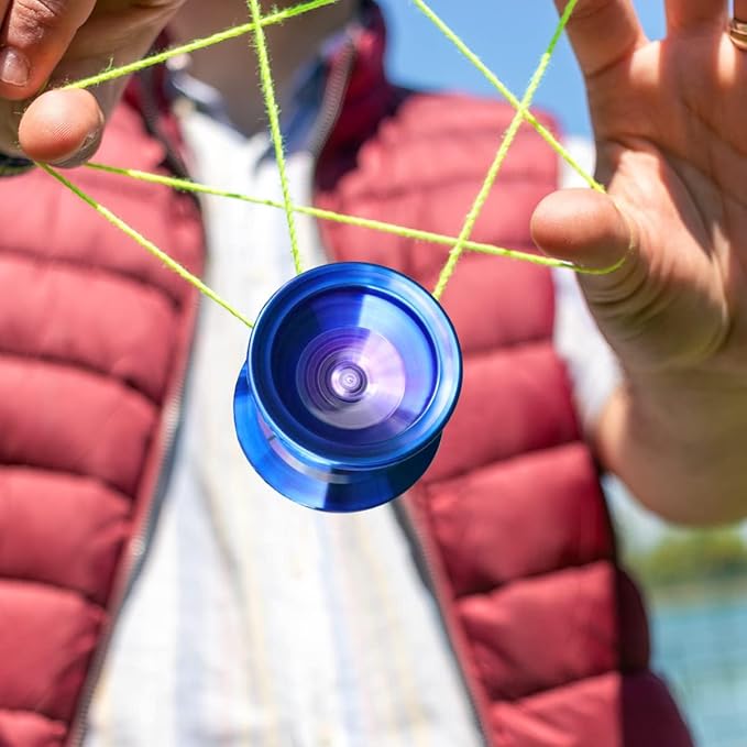 WATIEOBOO Professional Metal Responsive Yoyo for Kids & Adults, Unresponsive Bearing, Glove & 10 Yoyo Strings (Black, Blue, Purple)