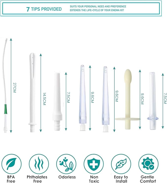 8Pcs Silicone Enema Bulb Kit Enema Nozzle Tip Attachment Enema Anales Douche Vaginal Female Wash Flusher, Clear Enema Applicator Squeeze Pump Bottle Ball Rectal Pear Syringe Colon Cleansing Men Women