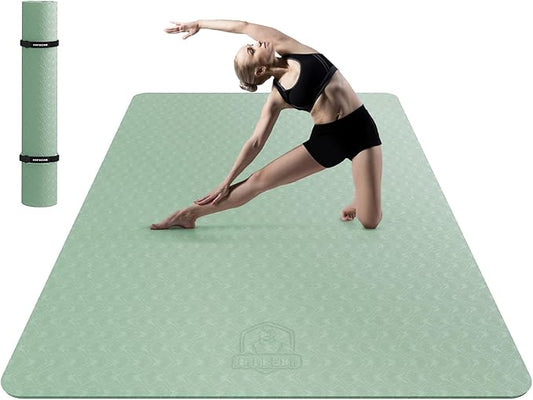 HAPBEAR Extra Large Yoga Mat - 72"x48"x6mm (1/4 inch), Non-Slip, Durable, Thick Wide Exercise Mat for Home Workouts, Yoga, Pilates, Stretching and Cardio Workouts