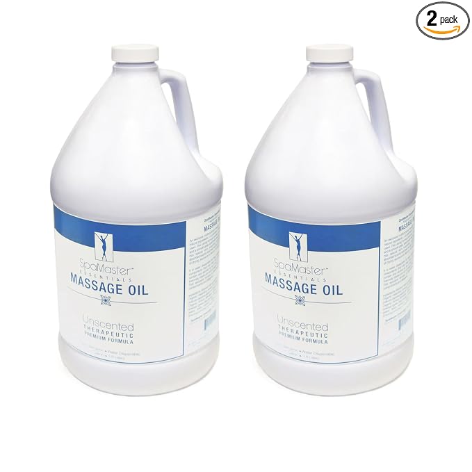 Master Massage - Organic, Unscented, Vitamin-Rich and Water-Soluble Massage Oil - 2 Gallon Bottle Per Pack