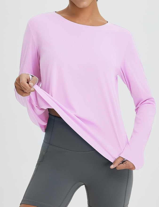 baleaf Women's Long Sleeve Workout Tops Running Sun Shirts Split Back | UPF 50+, Quick Dry, Lightweight, Breathable, Moisture-wicking, SPF, UV, for Athletic, Gym, Hiking, Tennis, Outdoor