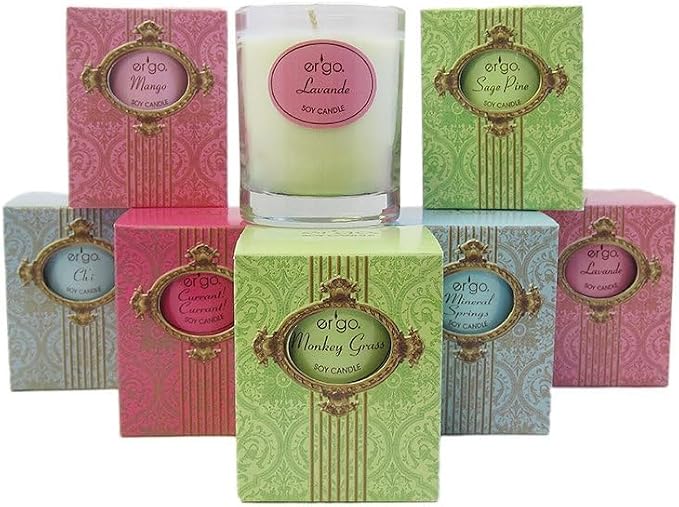 Ergo Soy Candle Hand Poured Natural Vegan Soy Wax - Luxuriously Scented Lavande 7 Ounce Candle