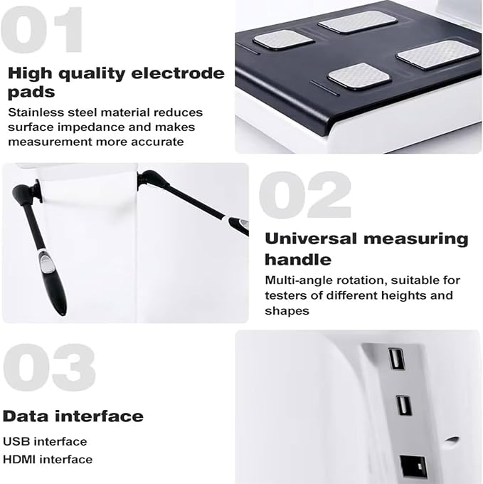 10.1 Inch HD Touch Bioimpedance Analysis Machine, Height Test Body CompositionWeight Management Fat Analyzer, Support Multiple Languages can Be Customized