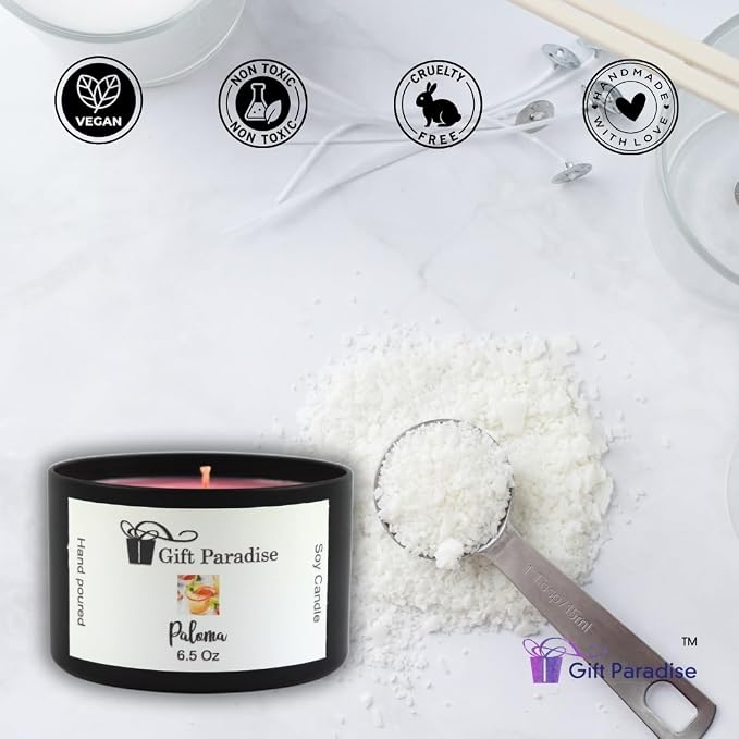Paloma Soy Wax Candle in Black Metal Tin, 6.5 oz, Cotton Wick (6.5 oz,)