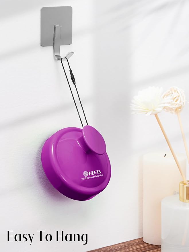 HEETA Hair Scalp Massager for Hair Growth, Shampoo Brush, Scalp Scrubber Exfoliator with Soft Silicone Bristles for Dandruff Removal to Relieve Stress, Wet Dry Use, Purple