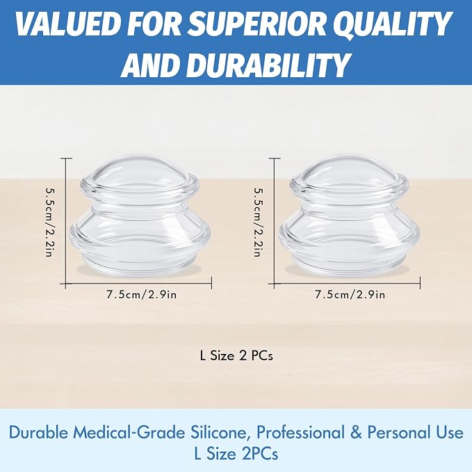 ELERA Silicone Cupping Therapy L Size Sets, Professionally Chinese Massage Cups Tools, Silicone Cup for Joint Pain Relief, Massage Body (L*2 Cups)