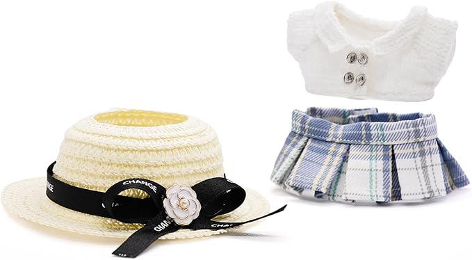 Clothes for 17cm Dolls, Luxury Chic Style Set High-End Fashion Outfit with Premium Dolls Accessories for Play & Display (White) - 3 Piece