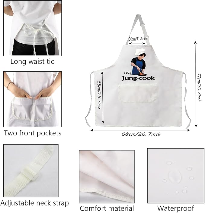 PXTIDY Korean Pop Kitchen Apron Boy Band merch Fans Gift Korean Music Chef Apron For Cooking Waterproof