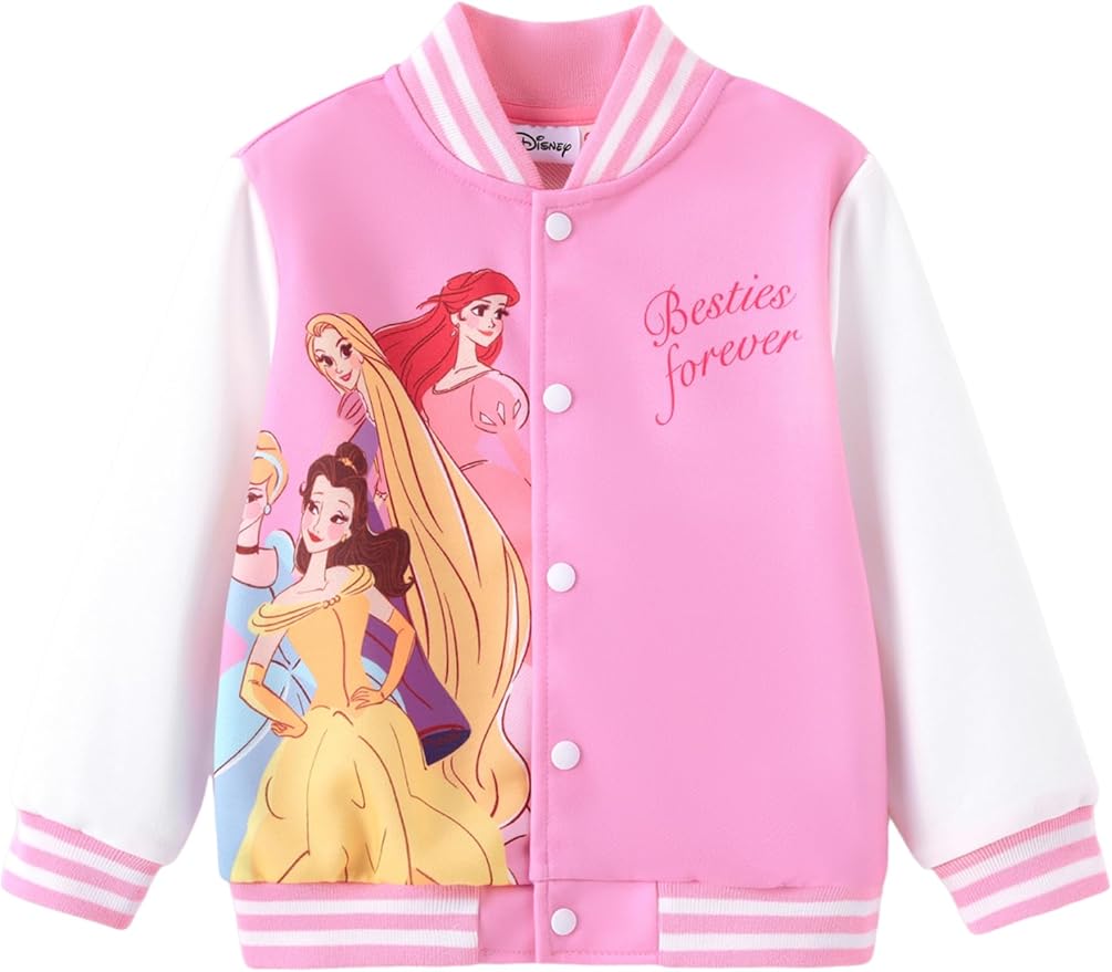 Disney Minnie Mickey Stitch Princess Frozen Marvel Jacket Lightweight Coat Button up Color Block Sweatshirt Sizes 2-14 Years