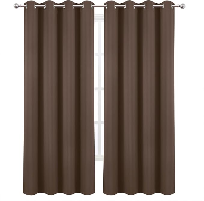 LEMOMO Blackout Curtains 52 x 120 Inch Long Chocolate Curtains Set of 2 Panels Room Darkening Curtains for Bedroom and Living Room