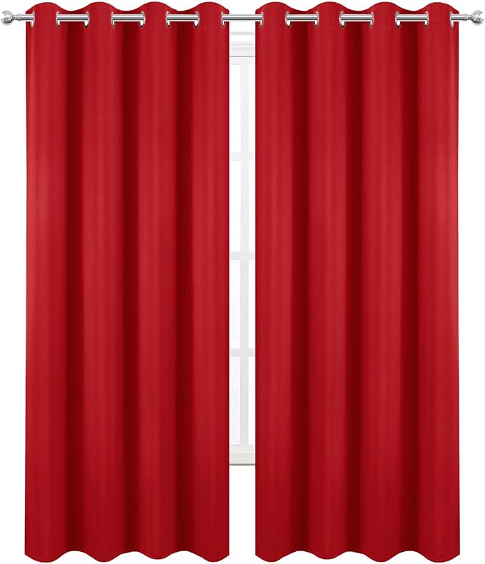 LEMOMO Blackout Curtains 52 x 90 Inch Long Bright Red Curtains Set of 2 Panels Room Darkening Curtains for Bedroom and Living Room