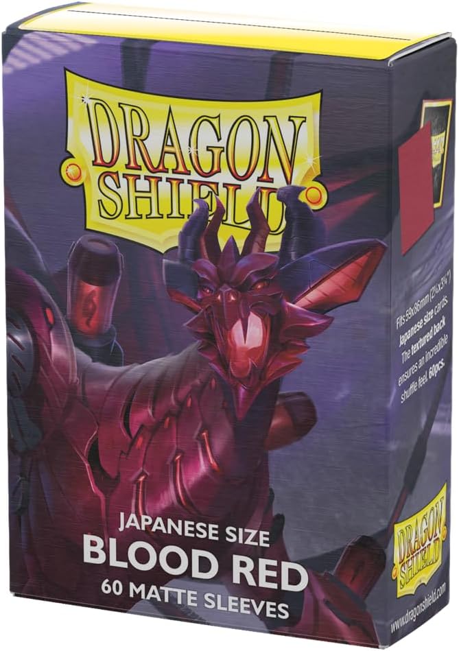 Dragon Shield | Japanese Size Card Matte Sleeves | 60 CT - Smooth & Tough Premium TCG Sleeves - Compatible with Yu-Gi-Oh, Naruto, Cardfight & Vanguard | Blood Red