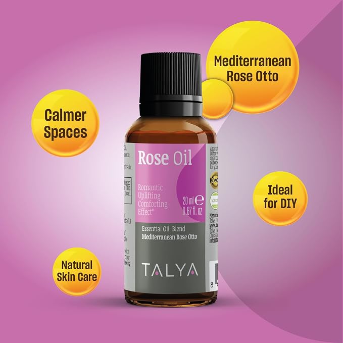 Talya Herbal Rose Essential Oil Blend for Skin Care and Relaxation - Topical for Mature Skin, Dry Skin - Diffuse to Elevate Mood - Rose Oil Blend for Aromatherapy - Anti Aging Wrinkle 20ml 0,67 fl oz