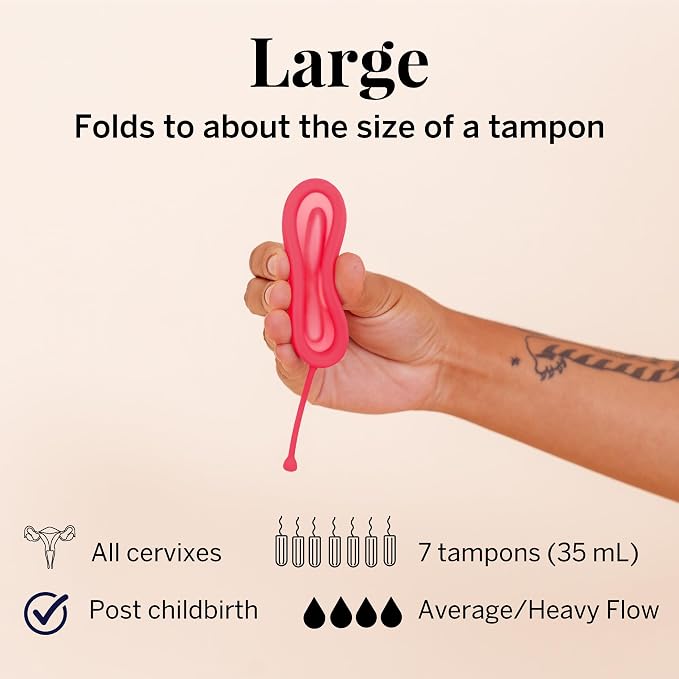 Pixie Menstrual Disc for Feminine Care - Ranked 1 for Best Tampon Alternative Period Disc - 100% Medical-Grade Silicone - Removes Like a Tampon - Wear 12 Hours - Capacity of 7 Tampons (Large)