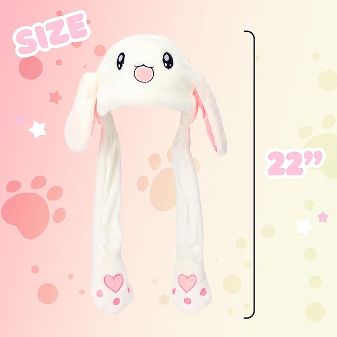 Animal Hat with Ears Moving Jumping Pop Up Beating Hat Plush Holiday Cosplay Dress Up Funny Gift for Kids