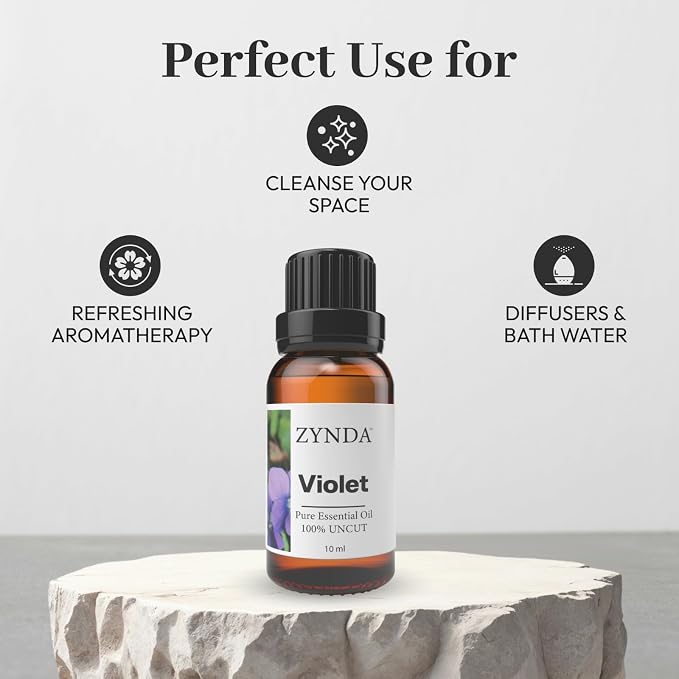Violet Essential Oil Pure and Natural – 100% Uncut • Raw • Very Potent | Organic Violet Oil for Skin Care & Aromatherapy | Sweet Floral Natural Essential Oils for Relaxation & Daily Wellness