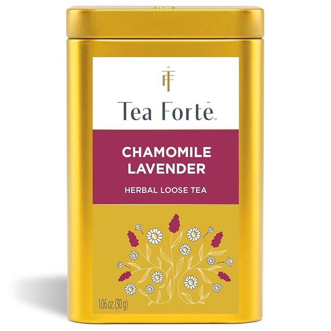 Tea Forte Chamomile Lavender Premium Loose Leaf Caffeine-Free Herbal Tea Blend Canister, Makes 35-50 Cups,