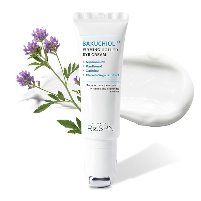 Re.SPN Bakuchiol Firming Eye Cream with Cooling Metal Roller – Clinically Proven Moisturizing Eye Cream for Puffiness, Wrinkles & Dark Circles | Vegan, Fragrance-Free, Korean Skincare (0.67 fl oz)