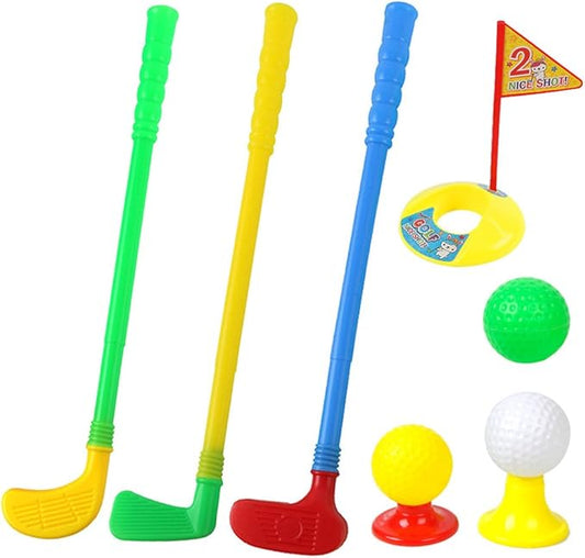 Plastic Golf Clubs, Educational Golf Toys Sets for Toddlers Kids, Outdoor Indoor Sports Golf Game Toys for Boys Girls, Sturdy & Multi-Colored