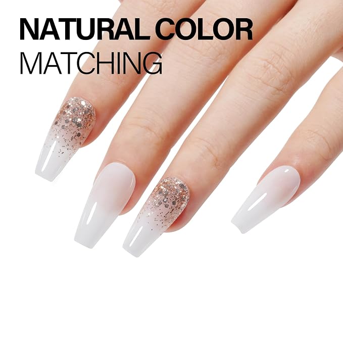 AILLSA Milky White Dip Powder Nude Nail Dipping Powder | Translucent Jelly Dip Powder Colors for DIY Manicure Salon at Home Easy to Use Neutral Nail Dip Powder (1 Oz)