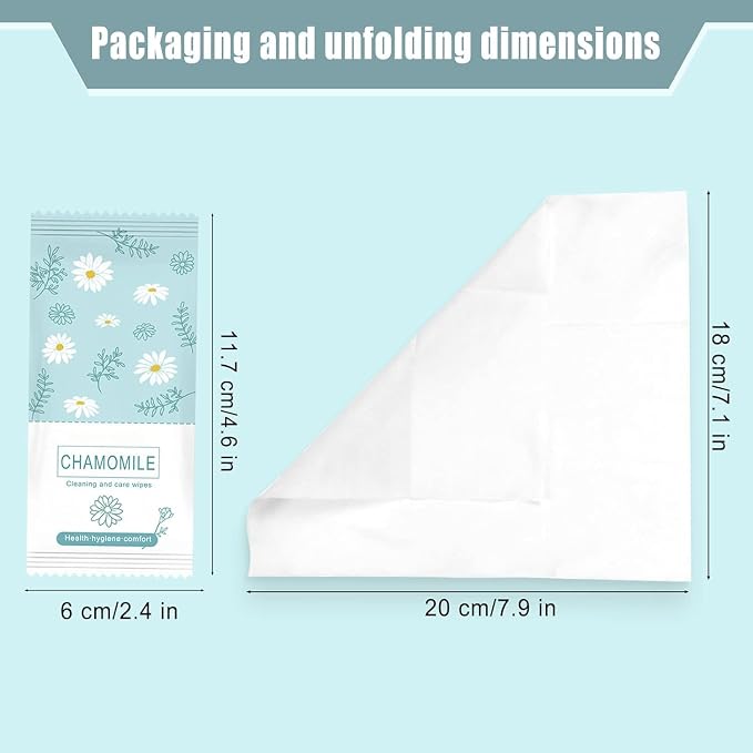 Travel Feminine Hygiene Wipes,50 Pack Feminine Wipes Individually Wrapped,pH-Balanced,Chamomile Extract,Portable,Larger Hygiene Wipes For Women To Give Friends Homeless People