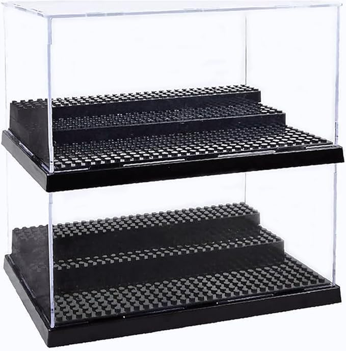 Acrylic Display case for Minifigure Action Figures Blocks,Toys Models Minifigures Building Display Box Storage,Dustproof Showcase for Collection Bricks Blocks ,3-Level,Clear & Removable