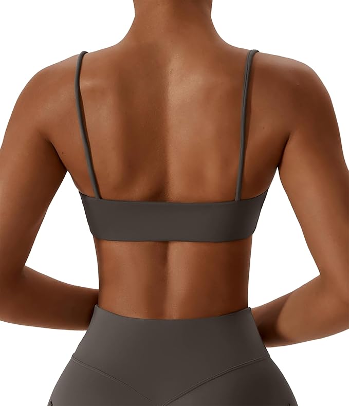Comper Women's Sports Bras Wirefree Racerback Workout Bras Sexy Thin Straps Yoga Sport Bras with Removable Pads