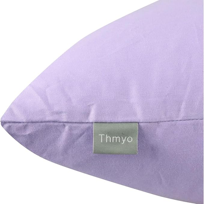 Thmyo 4-Pack 100% Cotton Comfortable Solid Decorative Throw Pillow Case Square Cushion Cover Pillowcase Sublimation Blank Pillow Covers DIY Throw Pillowcase for Sofa(18x18inch/45x45cm,Light Purple)