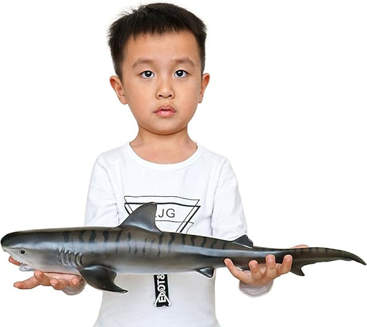Simulated Ocean Big Animal,One pc 15Inch Soft Filled Rubber Sea Educational Toys (Tiger Shark)