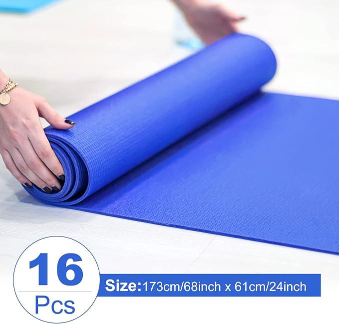 3 mm Thin Yoga Mats Bulk, Lightweight PVC Exercise Mats Non Slip Workout Fitness Pads for Yoga Pilates Stretching Classes Gym Home Studio, Easy to Clean
